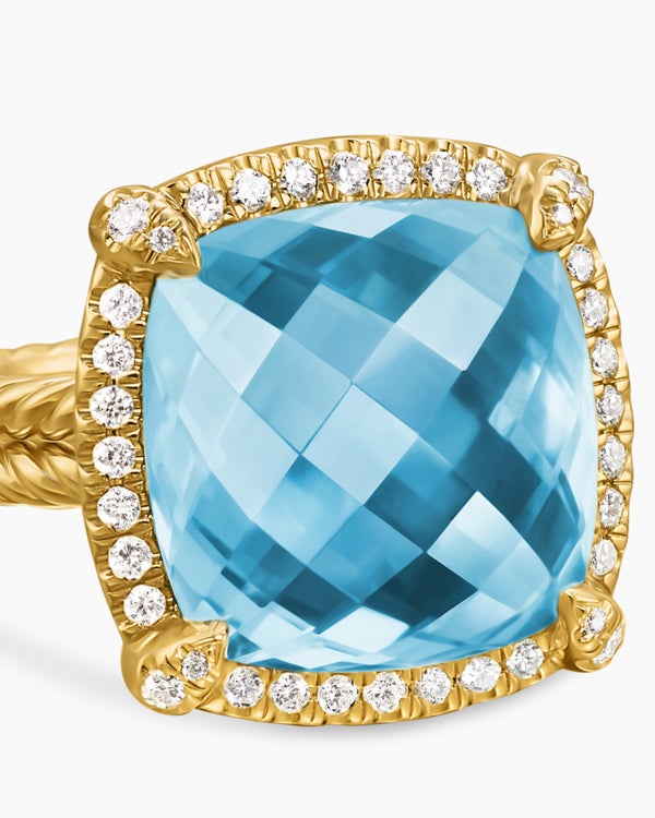 Bague à chatons et à pavé Chatelaine en or jaune 18 carats, 14 mm