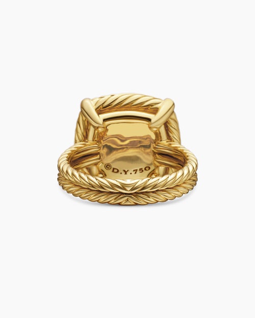 Womens Chatelaine® Pavé Bezel Ring in 18K Yellow Gold with Blue Topaz and Diamonds, 14mm