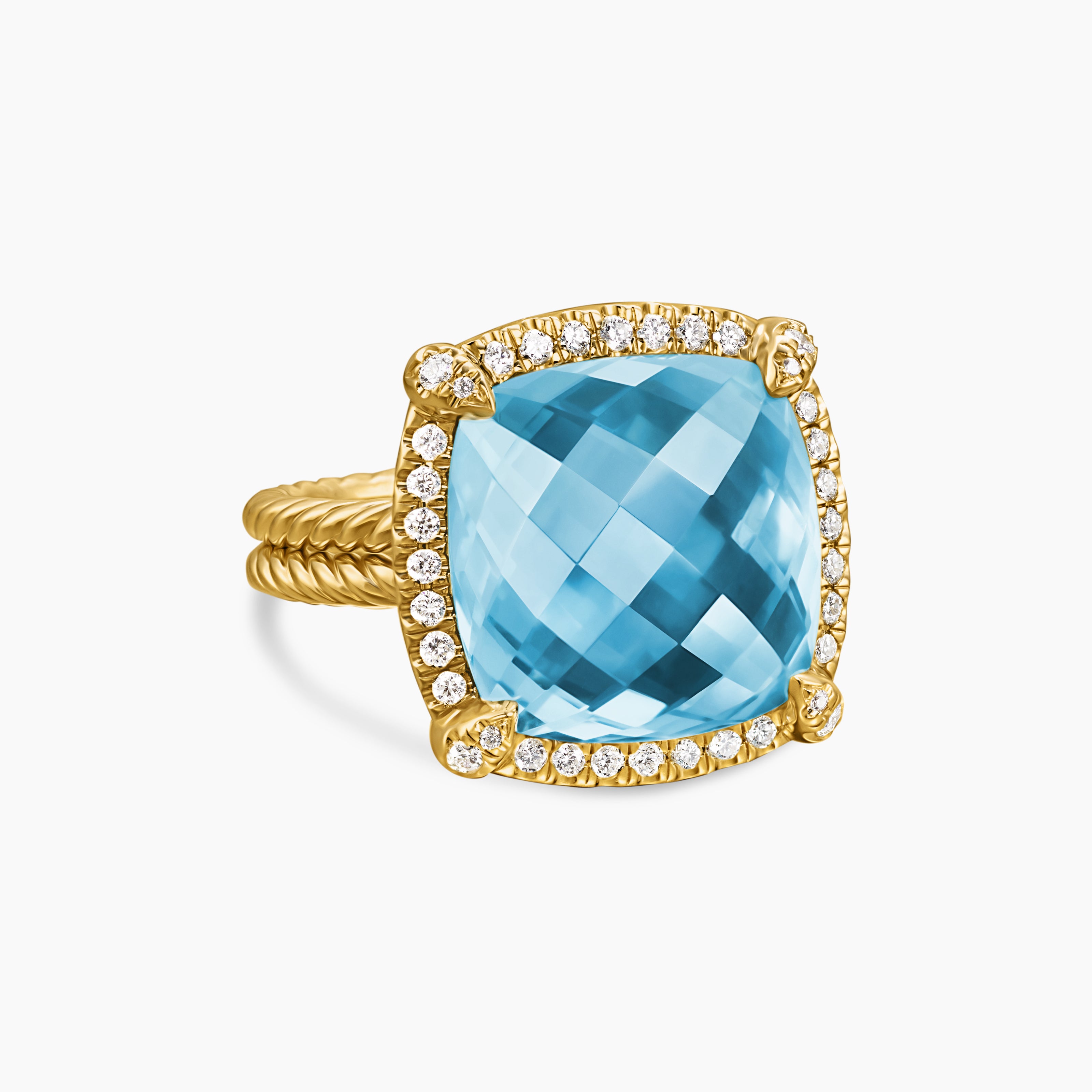 Womens Chatelaine Pav&eacute; Bezel Ring in 18K Yellow Gold, 14mm