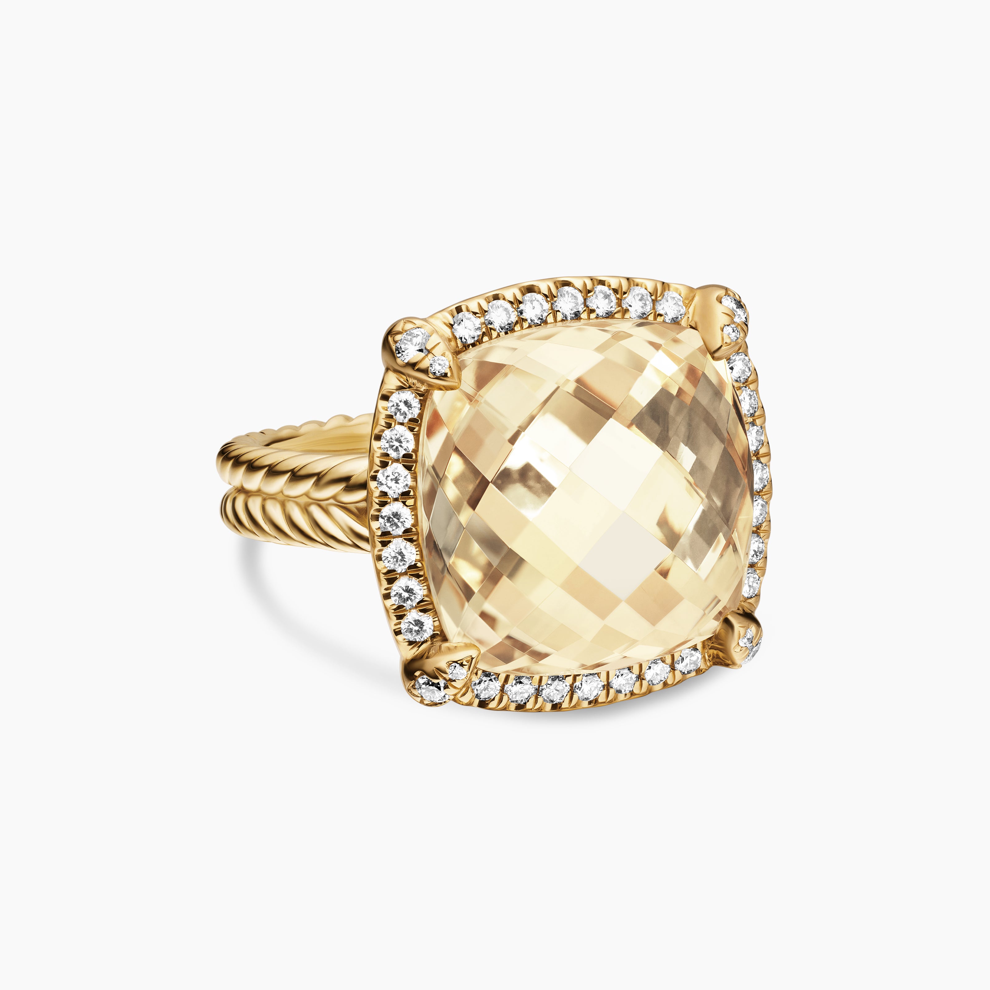 Womens Chatelaine Pav&eacute; Bezel Ring in 18K Yellow Gold, 14mm