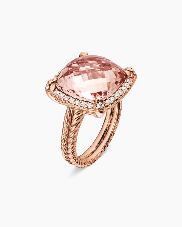 Chatelaine Pavé Bezel Ring in 18K Rose Gold, 14mm