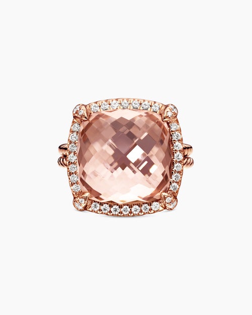 Womens Chatelaine Pavé Bezel Ring in 18K Rose Gold, 14mm