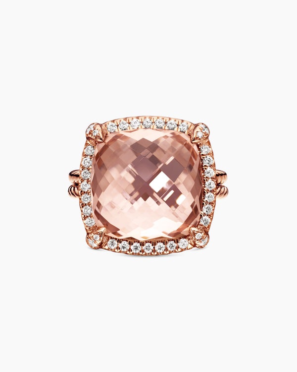 Chatelaine Pavé Bezel Ring in 18K Rose Gold, 14mm