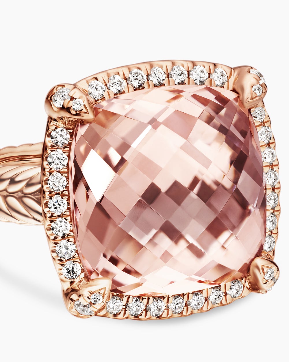 Womens Chatelaine Pavé Bezel Ring in 18ct Rose Gold, 14mm