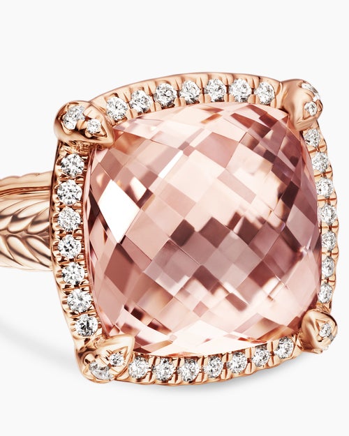 Womens Chatelaine Pavé Bezel Ring in 18K Rose Gold, 14mm