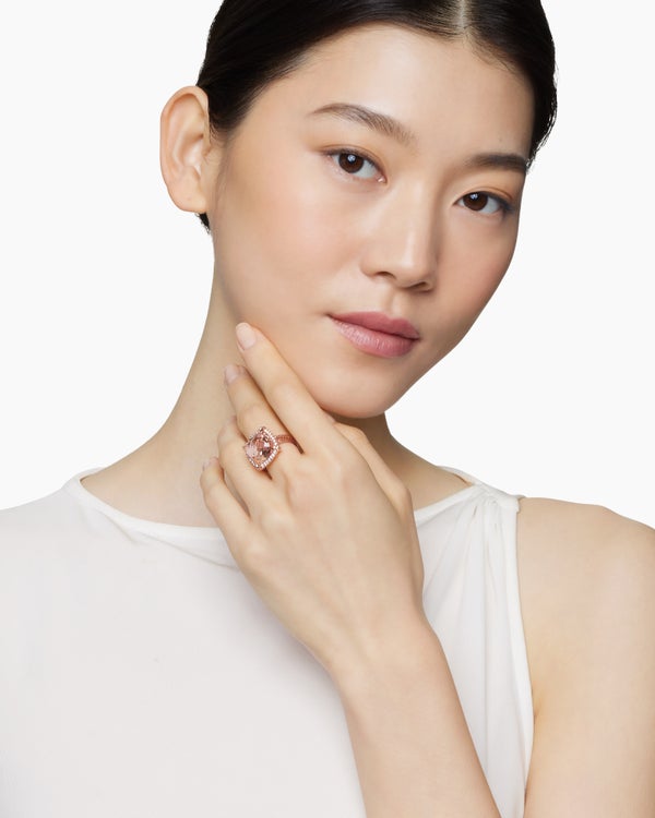 Chatelaine Pavé Bezel Ring in 18K Rose Gold, 14mm