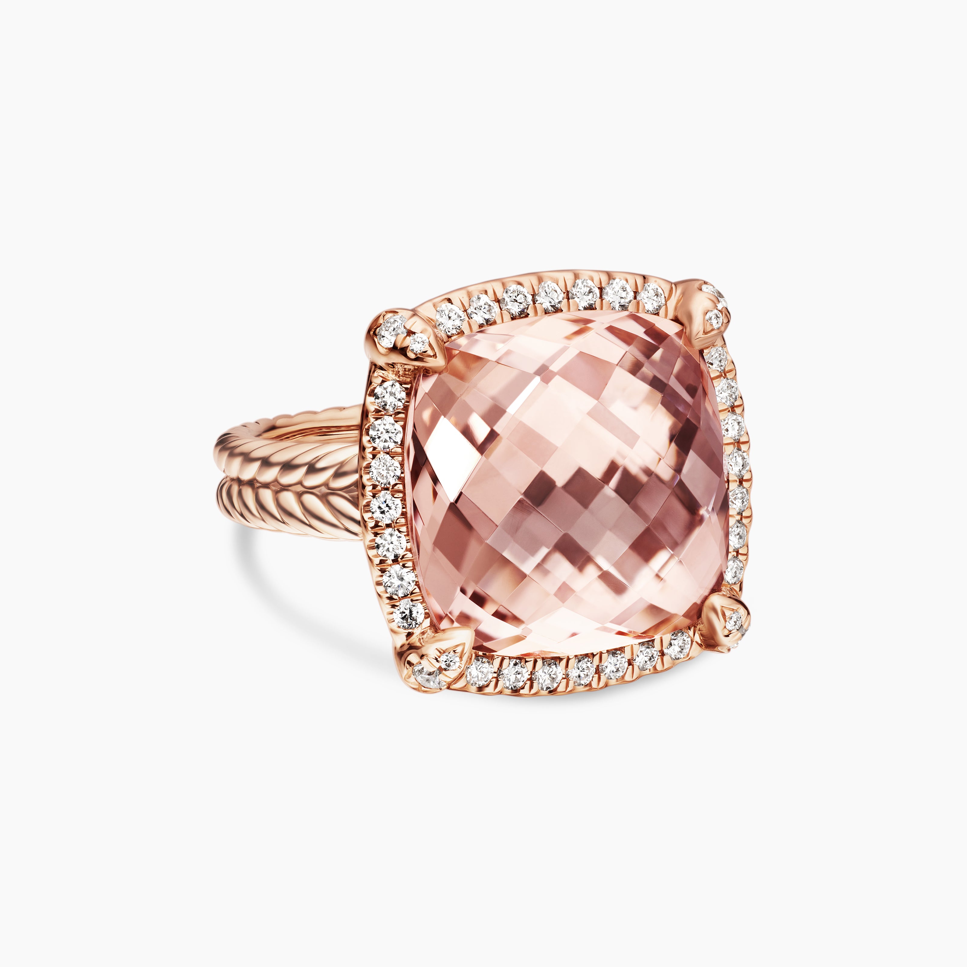 Womens Chatelaine Pav&eacute; Bezel Ring in 18K Rose Gold, 14mm