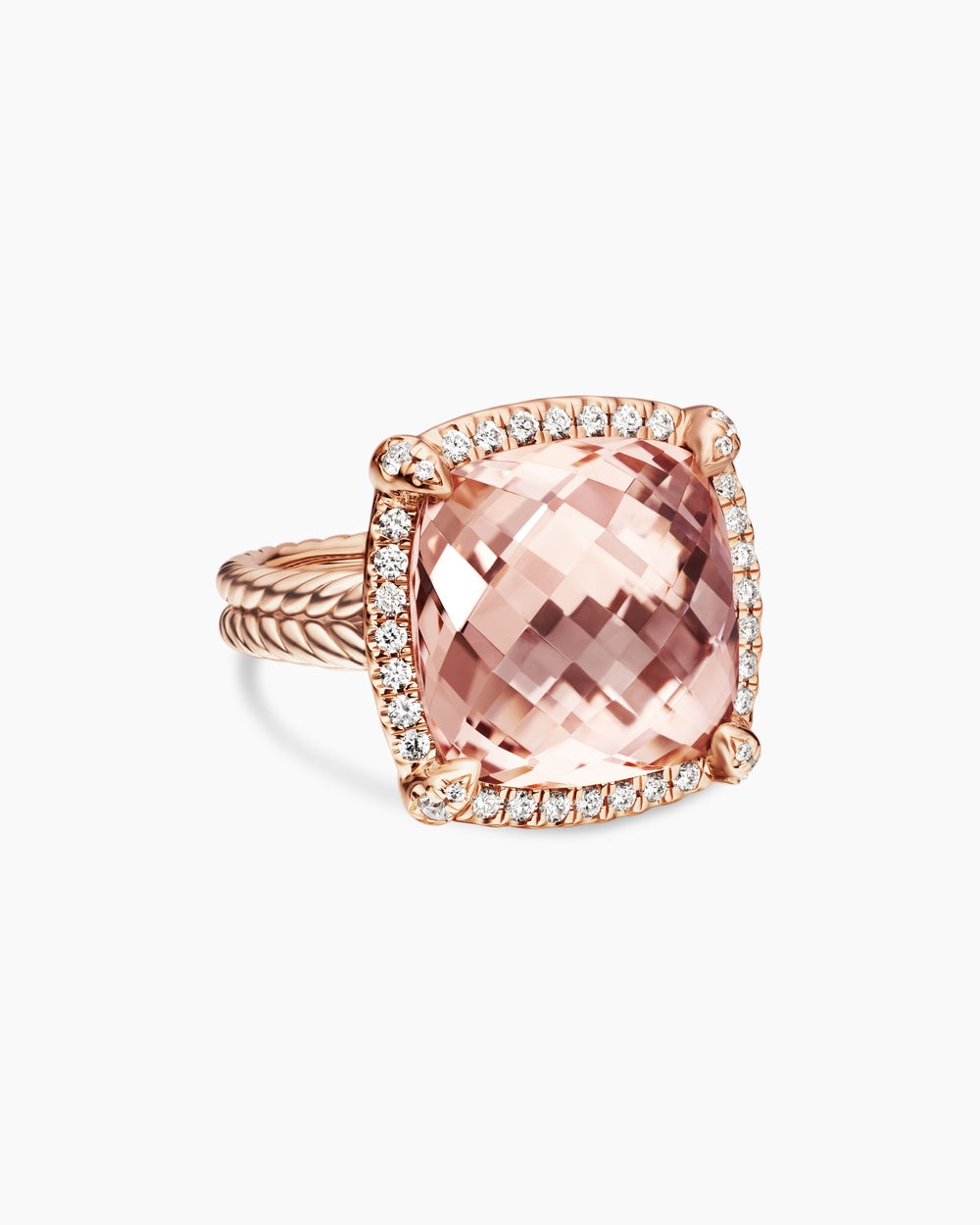 Womens Chatelaine Pavé Bezel Ring in 18ct Rose Gold, 14mm