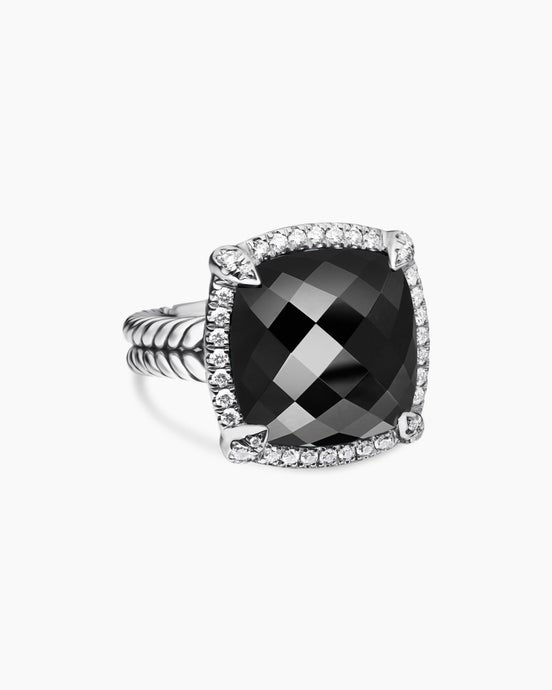 Chatelaine Pavé Bezel Ring in Sterling Silver, 14mm