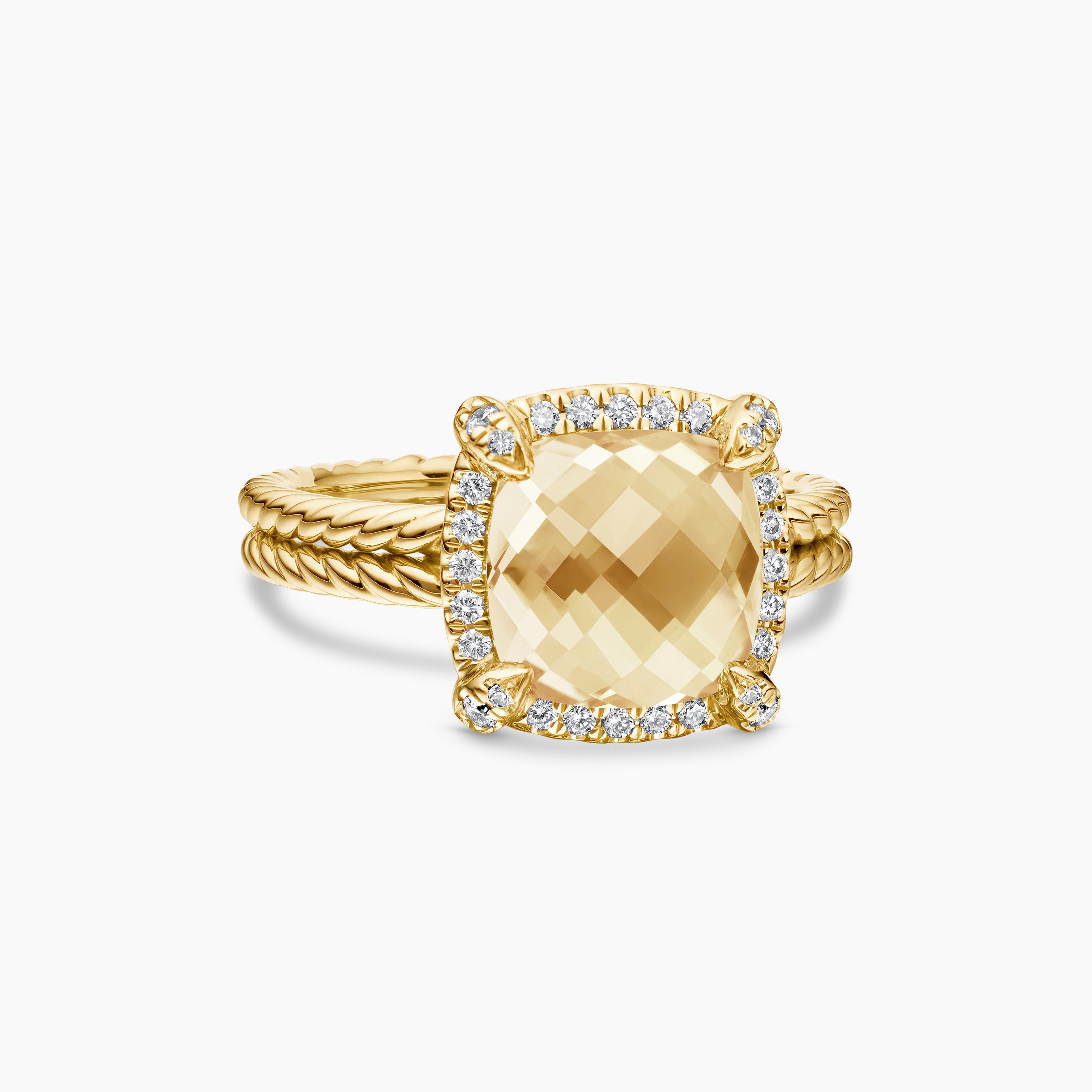 Womens Chatelaine Pav&eacute; Bezel Ring in 18K Yellow Gold, 9mm