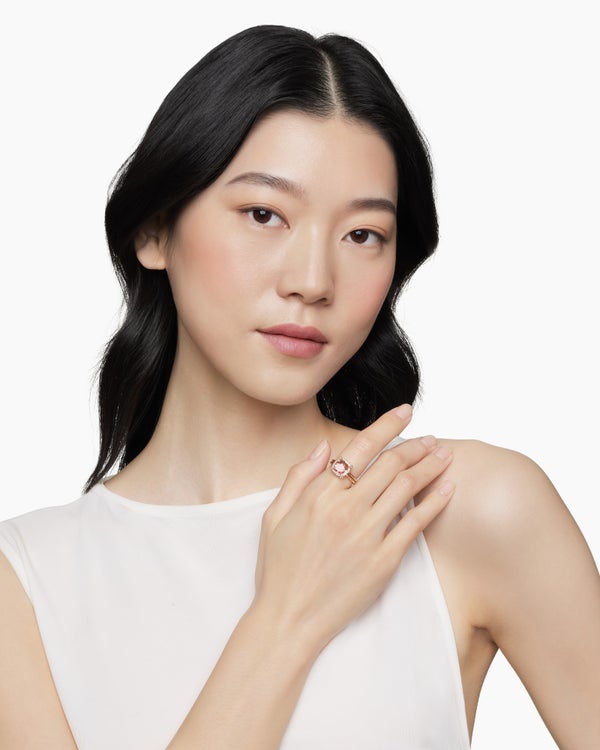 Chatelaine Pavé Bezel Ring in 18K Rose Gold, 9mm