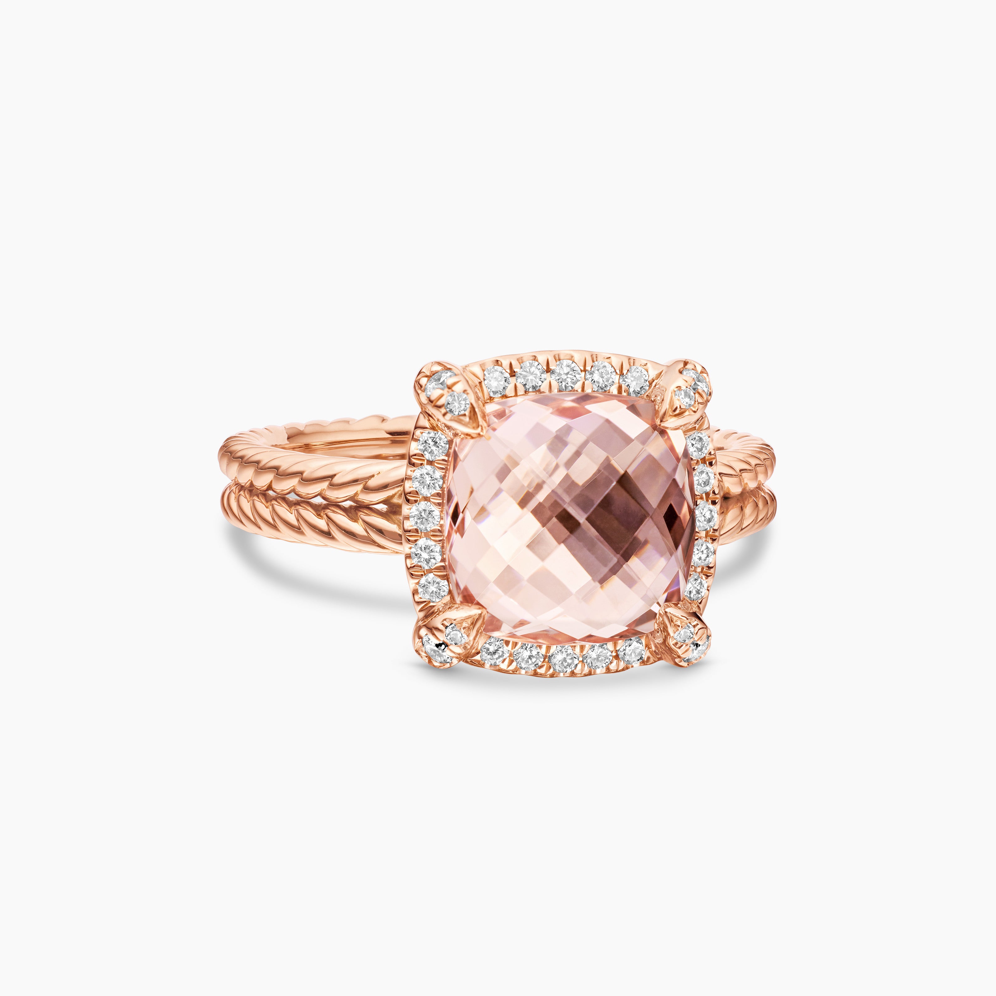 Womens Chatelaine Pav&eacute; Bezel Ring in 18K Rose Gold, 9mm