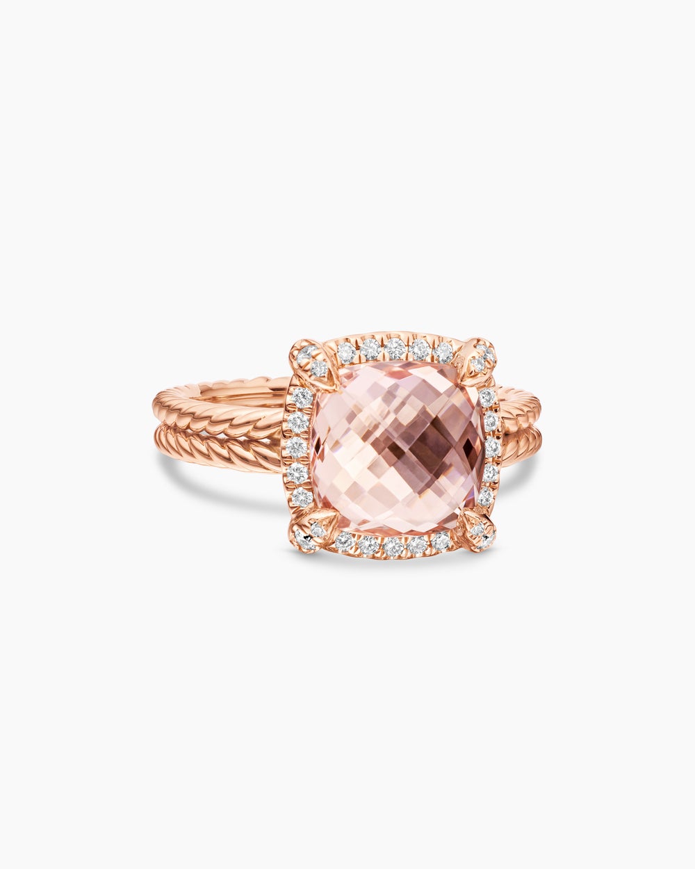Womens Chatelaine Pavé Bezel Ring in 18ct Rose Gold, 9mm