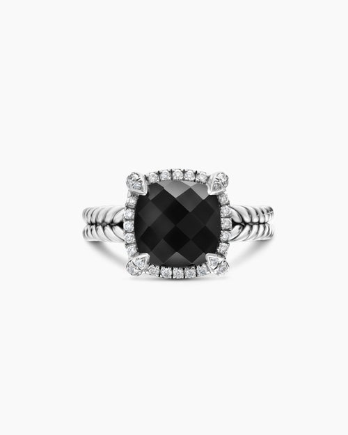 Womens Chatelaine Pavé Bezel Ring in Sterling Silver, 9mm