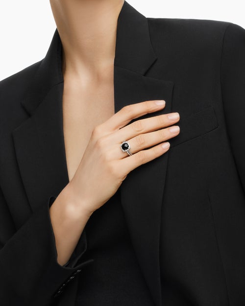 Womens Chatelaine Pavé Bezel Ring in Sterling Silver, 9mm