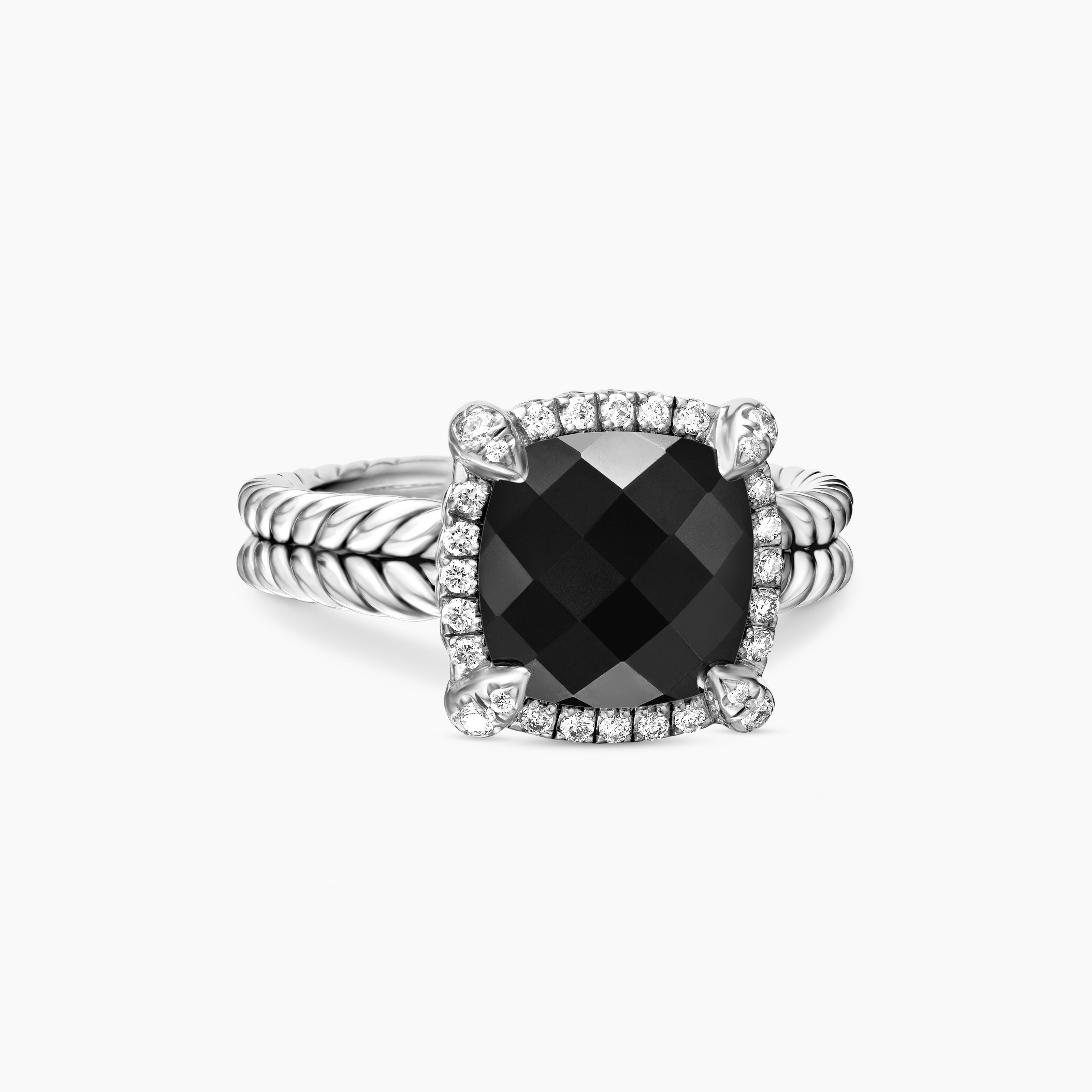 Womens Chatelaine Pav&eacute; Bezel Ring in Sterling Silver, 9mm