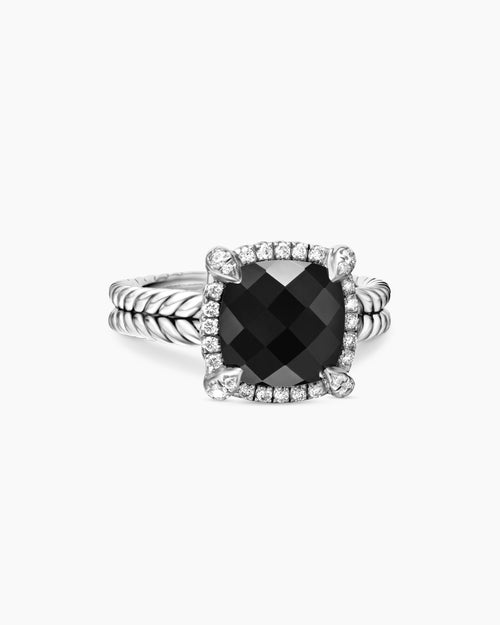 Womens Chatelaine Pavé Bezel Ring in Sterling Silver, 9mm