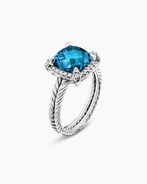 Womens Chatelaine Pavé Bezel Ring in Sterling Silver, 9mm