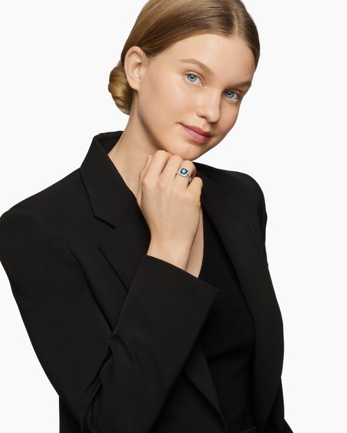 Womens Chatelaine Pavé Bezel Ring in Sterling Silver, 9mm