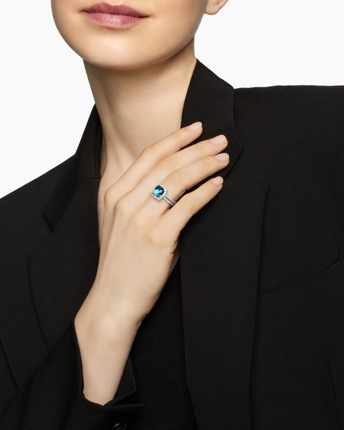 Womens Chatelaine Pavé Bezel Ring in Sterling Silver, 9mm