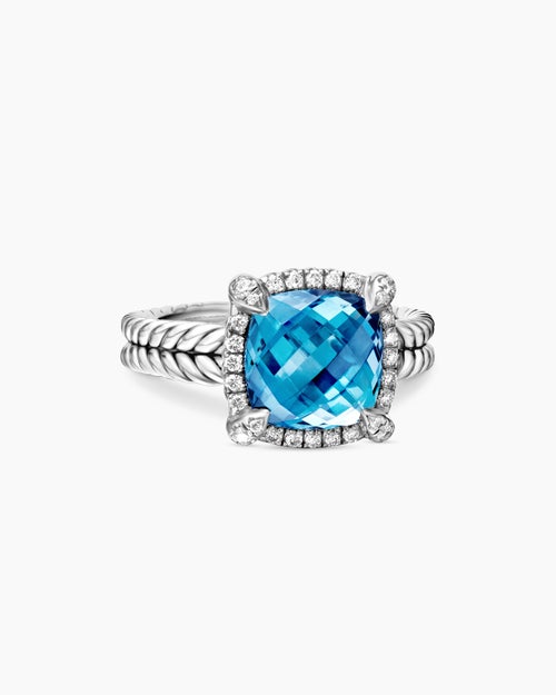 Womens Chatelaine Pavé Bezel Ring in Sterling Silver, 9mm