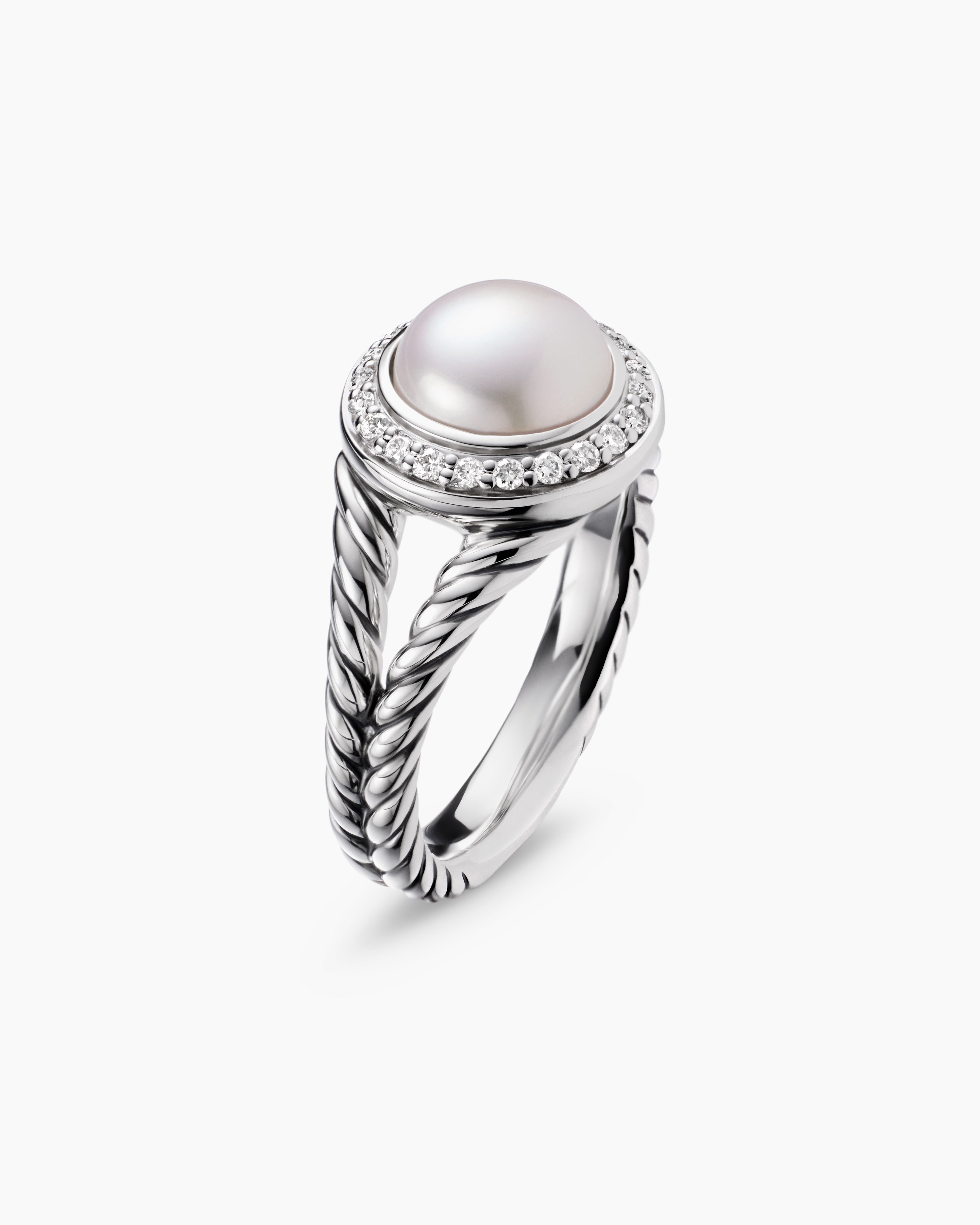 David Yurman Petite Pearl Ring with Diamonds - Silver 6