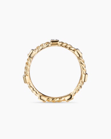 Cable Collectables® Stations Stack Ring in 18K Yellow Gold with Diamonds, 2mm