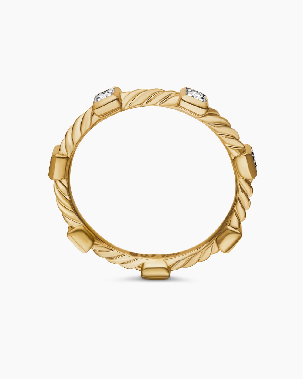 Womens Cable Collectibles Stations Stack Ring in 18ct Yellow Gold with Diamonds, 2mm