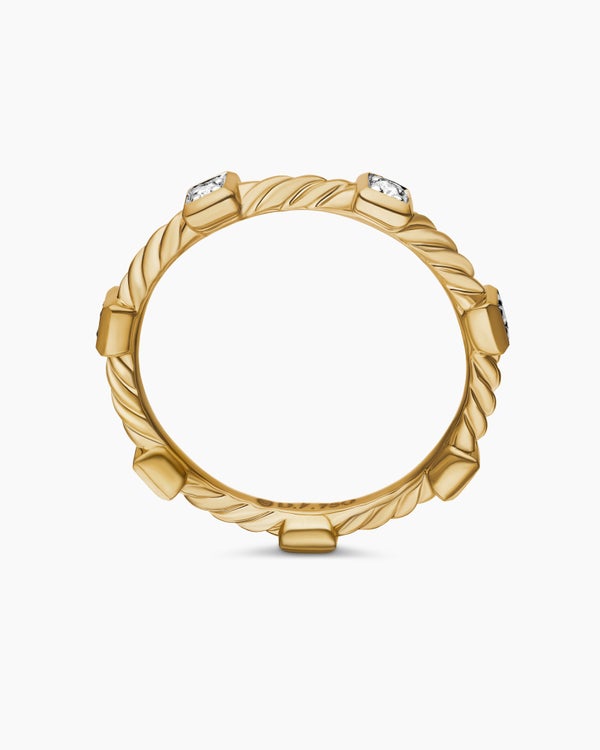 Cable Collectibles® Stations Stack Ring in 18K Rose Gold with Diamonds, 2mm