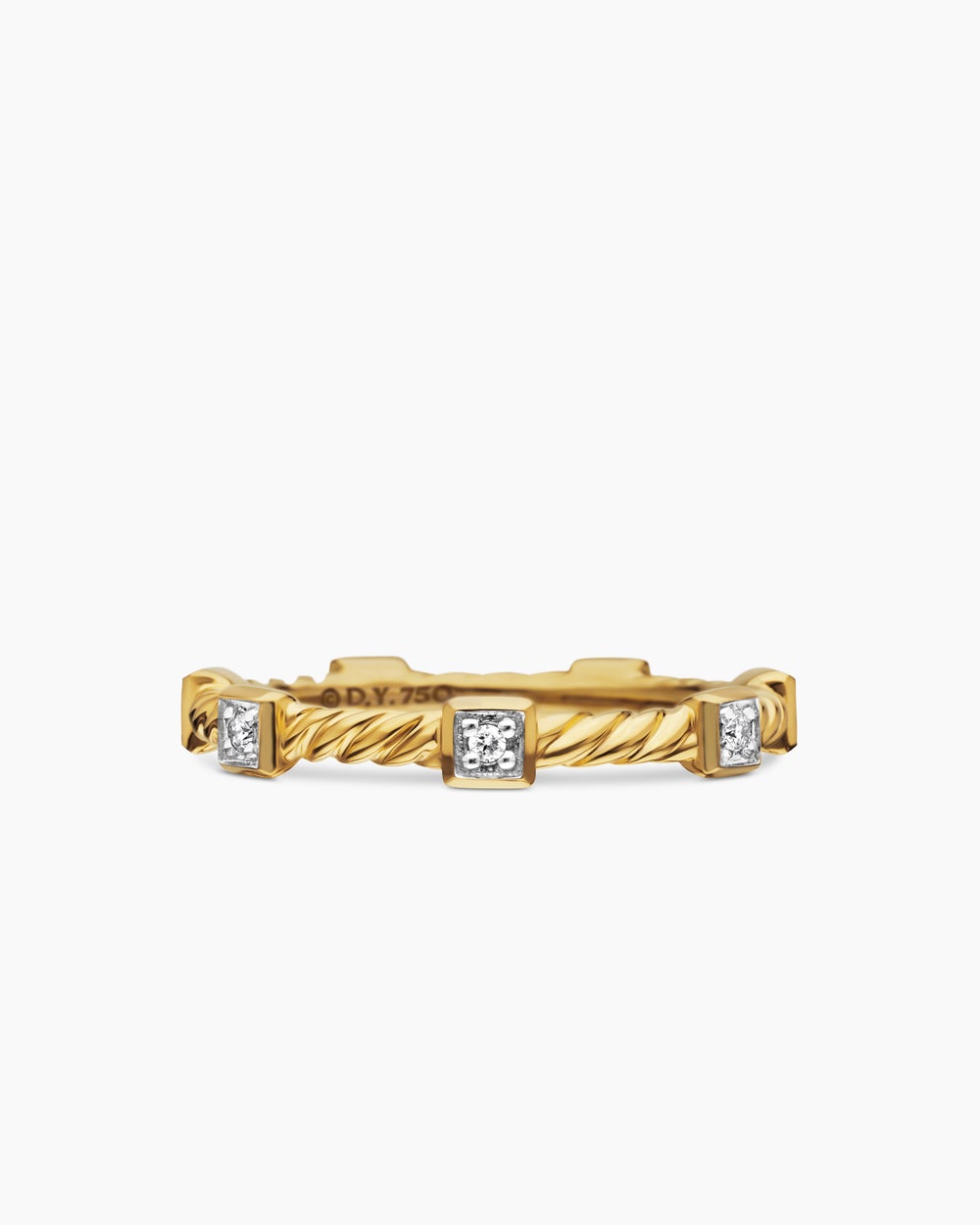 Womens Cable Collectibles Stations Stack Ring in 18ct Yellow Gold with Diamonds, 2mm