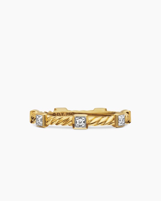Cable Collectibles® Stations Stack Ring in 18K Yellow Gold with Diamonds, 2mm