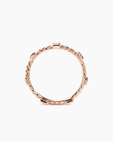 Cable Collectables® Stations Stack Ring in 18K Rose Gold with Diamonds, 2mm