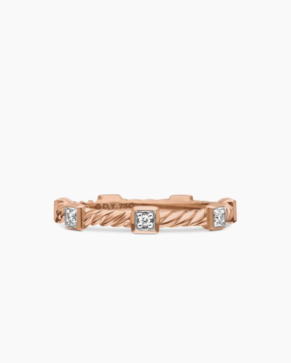 Bague à superposer Cable Collectibles® en or jaune 18 carats avec pavé de saphirs bleus, 2 mm