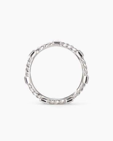 Cable Collectibles Stations Stack Ring in 18K White Gold with Diamonds, 2mm
