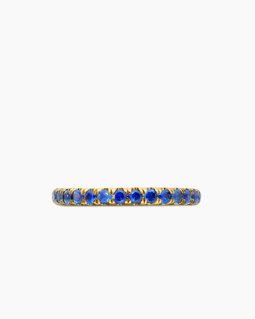 Womens Cable Collectibles® Stack Ring in 18K Yellow Gold with Pavé Blue Sapphires, 2mm