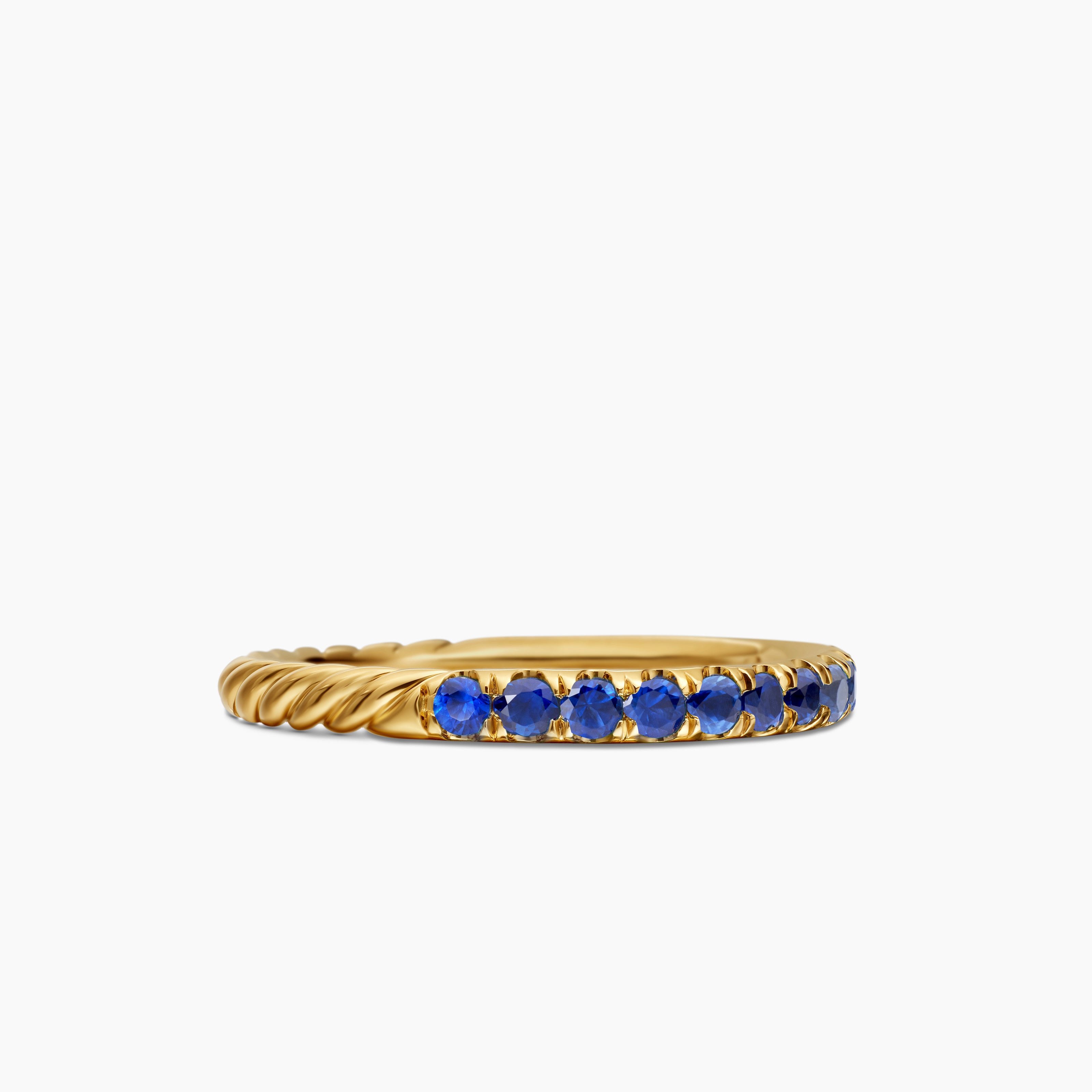 Womens Cable Collectibles&reg; Stack Ring in 18K Yellow Gold with Pav&eacute; Blue Sapphires, 2mm