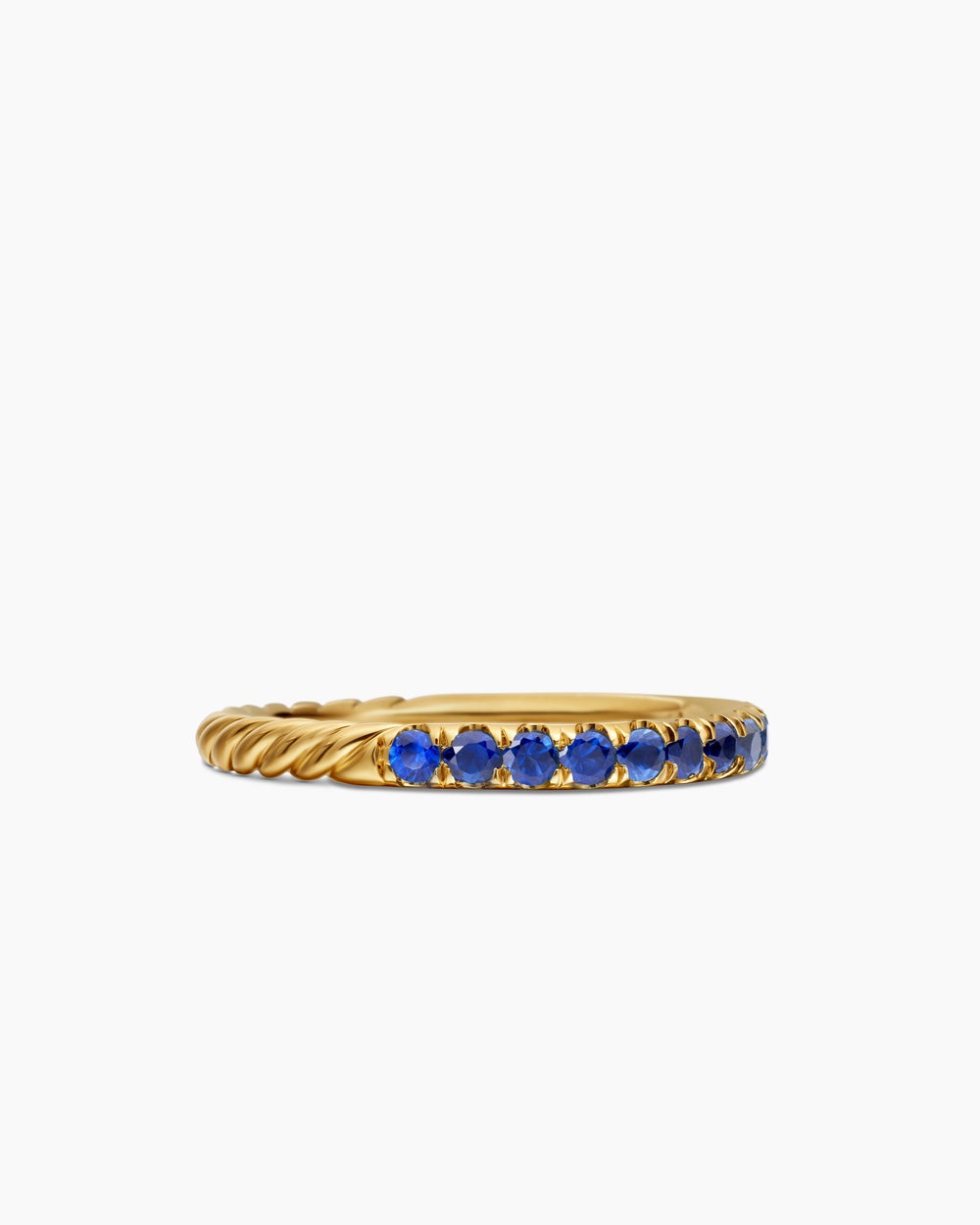 Womens Cable Collectibles® Stack Ring in 18K Yellow Gold with Pavé Blue Sapphires, 2mm