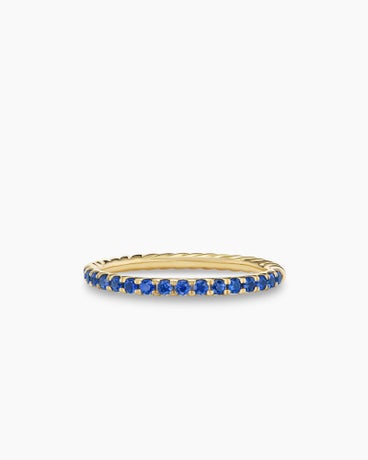 Cable Collectibles® Stack Ring in 18K Yellow Gold with Pavé Blue Sapphires, 2mm