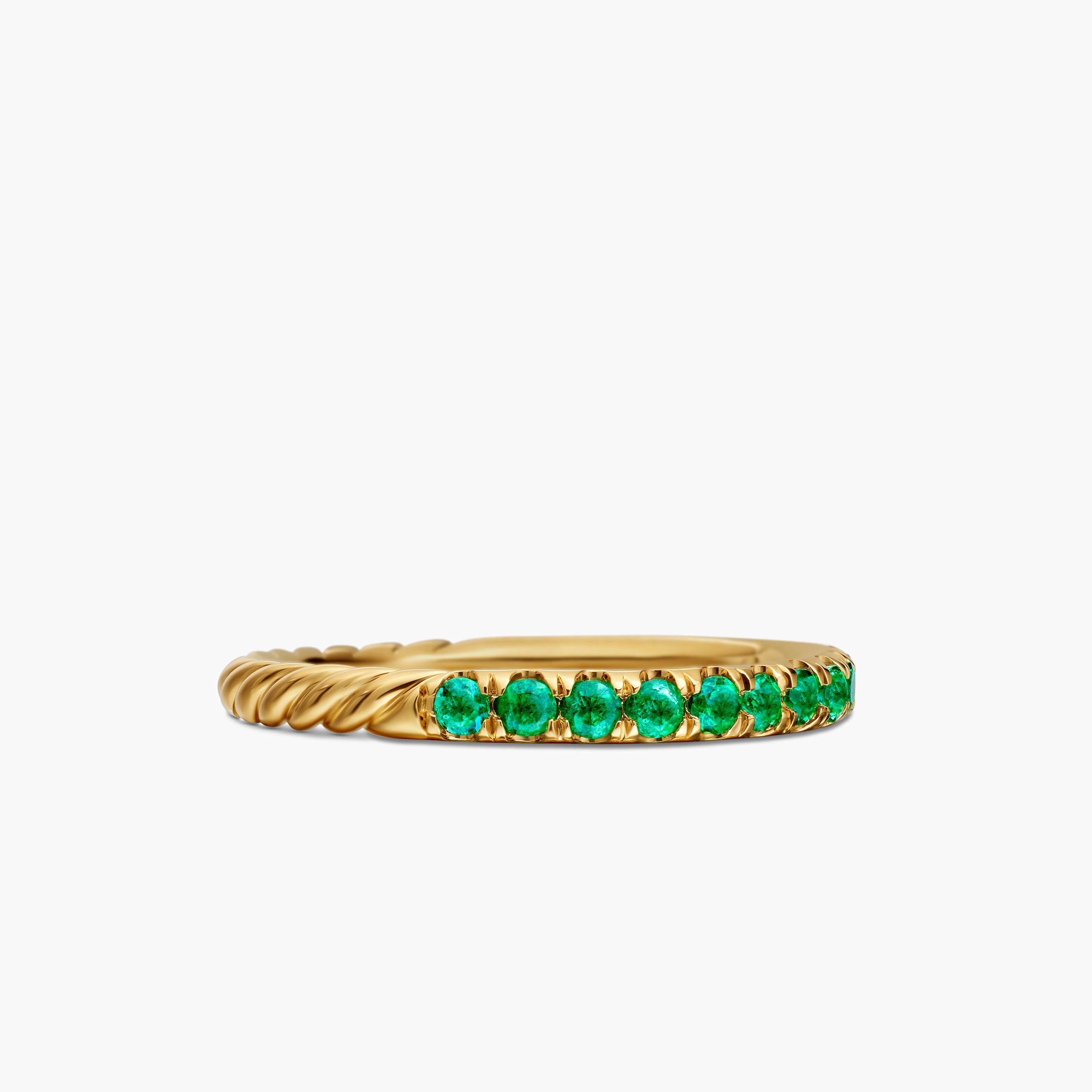 Womens Cable Collectibles Stack Ring in 18K Yellow Gold with Pav&eacute;, 2mm