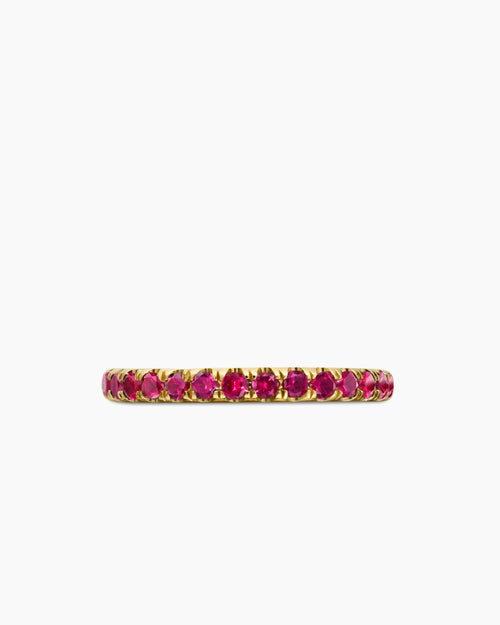 Womens Cable Collectibles® Stack Ring in 18K Yellow Gold with Pavé Rubies, 2mm