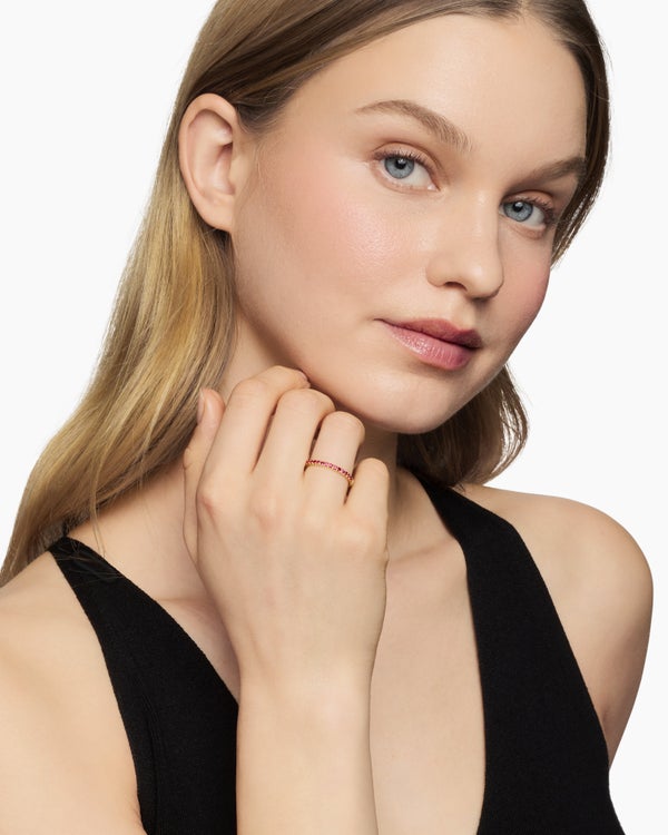 Cable Collectibles® Stack Ring in 18K Yellow Gold with Pavé Blue Sapphires, 2mm