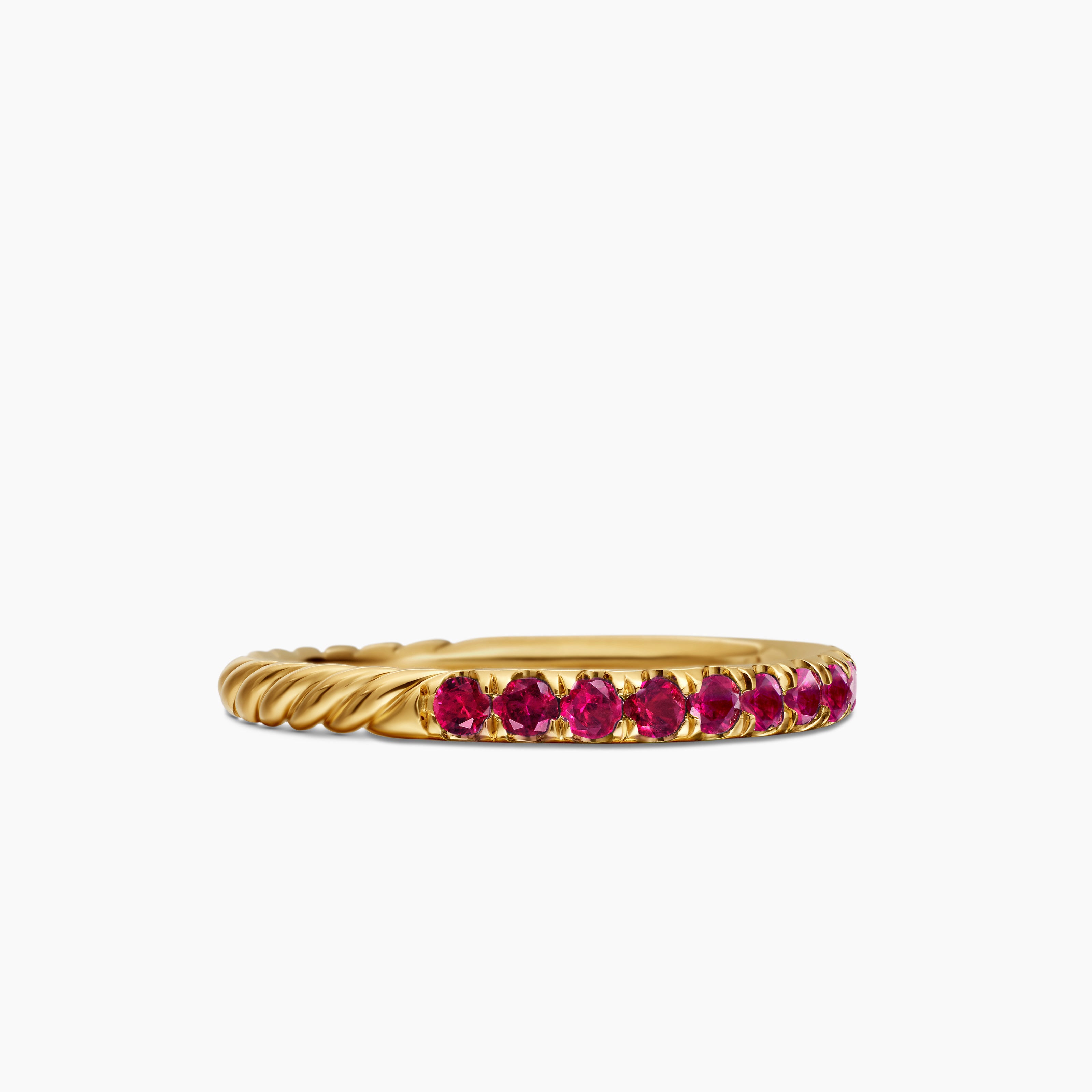 Womens Cable Collectibles Stack Ring in 18K Yellow Gold with Pav&eacute;, 2mm