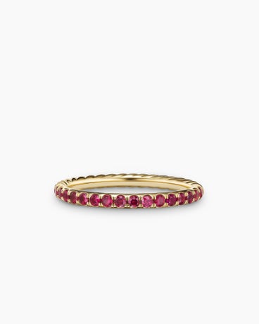 Cable Collectables® Stack Ring in 18K Yellow Gold with Pavé Rubies, 2mm