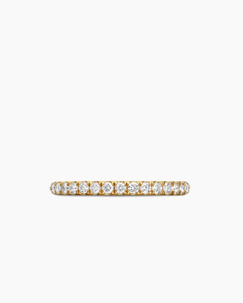Womens Cable Collectibles Stack Ring in 18K Yellow Gold with Diamonds, 2mm
