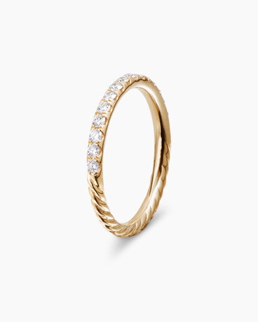 Cable Collectables® Stack Ring in 18K Yellow Gold with Diamonds, 2mm