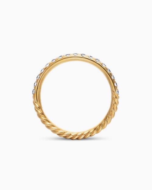 Womens Cable Collectibles® Stack Ring in 18K Yellow Gold with Diamonds, 2mm