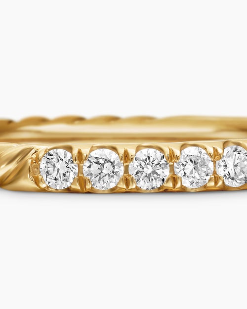 Womens Cable Collectibles® Stack Ring in 18K Yellow Gold with Diamonds, 2mm