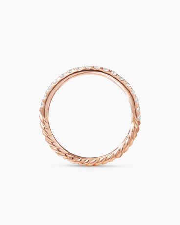 Cable Collectables® Stack Ring in 18K Rose Gold with Diamonds, 2mm