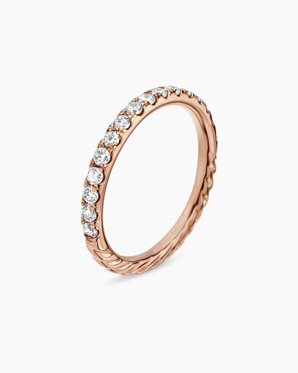 Cable Collectibles Stack Ring in 18K Rose Gold with Diamonds, 2mm