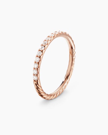 Cable Collectibles Stack Ring in 18K Rose Gold with Pavé, 2mm